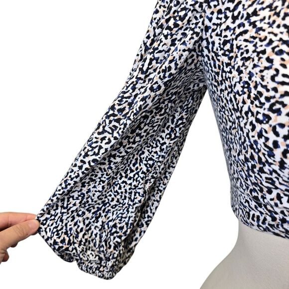 Express Women's XXS Animal Print Long Sleeve Tie-Front Long Sleeve Crop Top - Picture 15 of 16